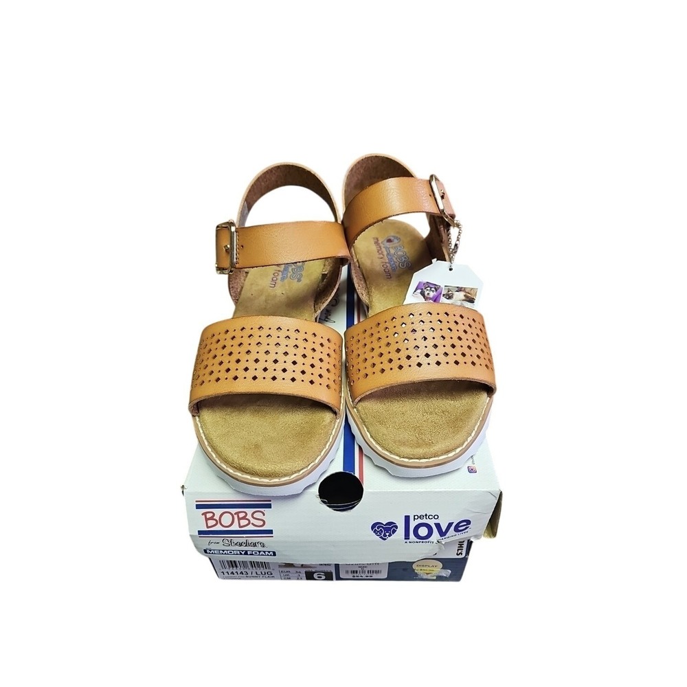 Skechers Bobs Desert Kiss Sunny Flair Brown Luggage Women's Sandals-Size 6 NWB